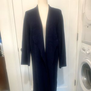 Saks Fifth Avenue Marled Blue Black Long Sweater Coat